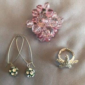 Glitzy earring ring bundle
